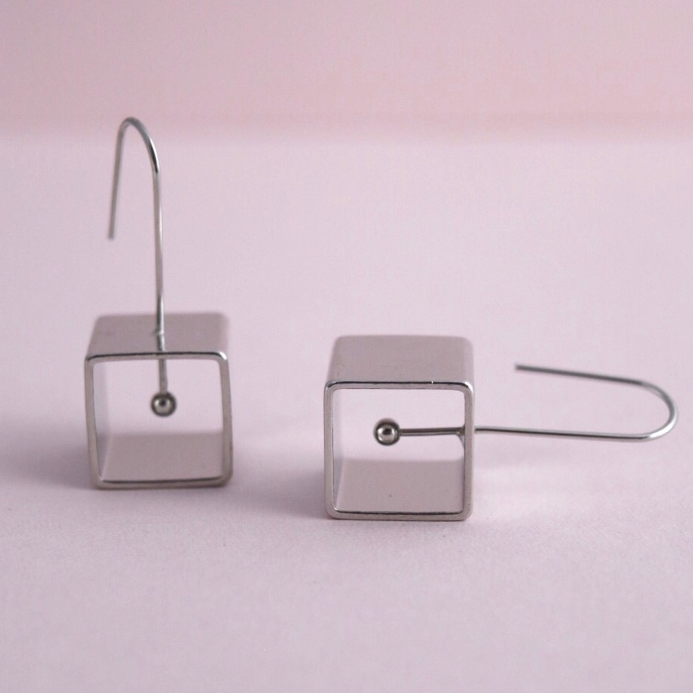 BOGO 1 Free- Geometric Squared Silver Earrings